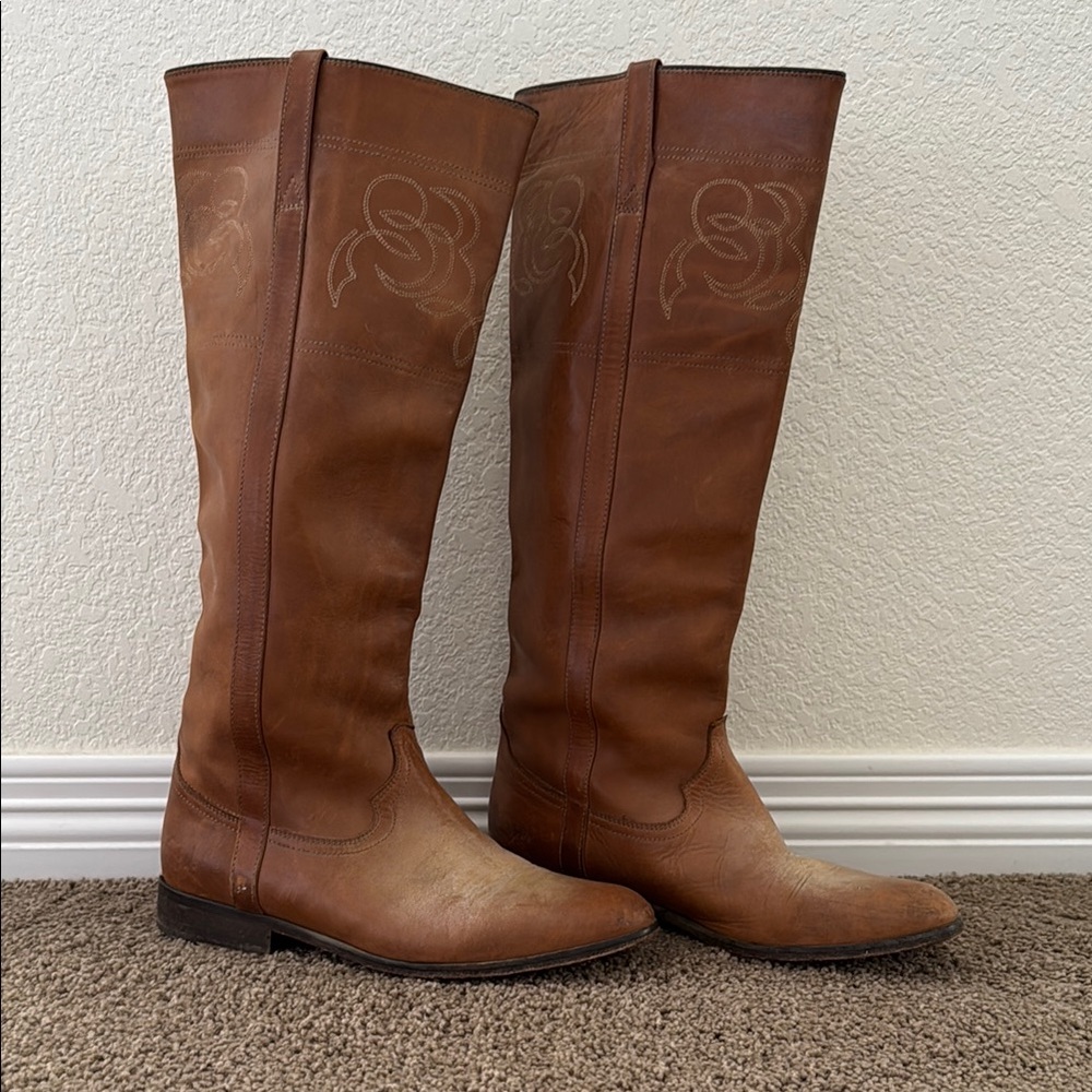 Vero Cuoio Italian Brown Leather Knee-High Boots Size 40 US 9.5-10